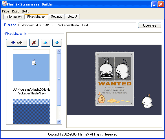Flash2X Screensaver Builder Screenshot